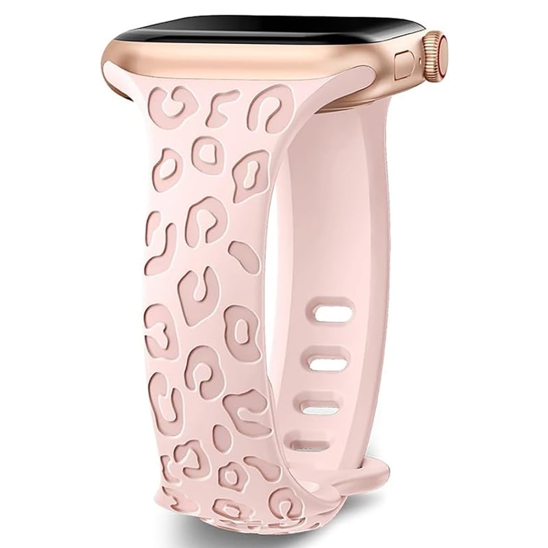 PUBEN силиконова каишка за Apple Watch, съвместима с Series 1–8 и S9, моден стил, леопардов принт