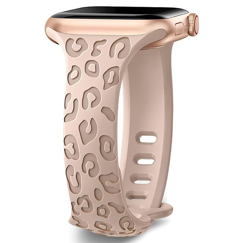 PUBEN силиконова каишка за Apple Watch, съвместима с Series 1–8 и S9, моден стил, леопардов принт