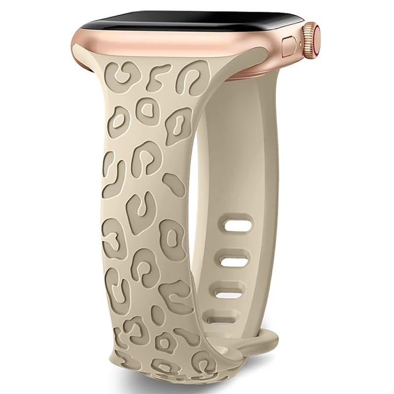 PUBEN силиконова каишка за Apple Watch, съвместима с Series 1–8 и S9, моден стил, леопардов принт