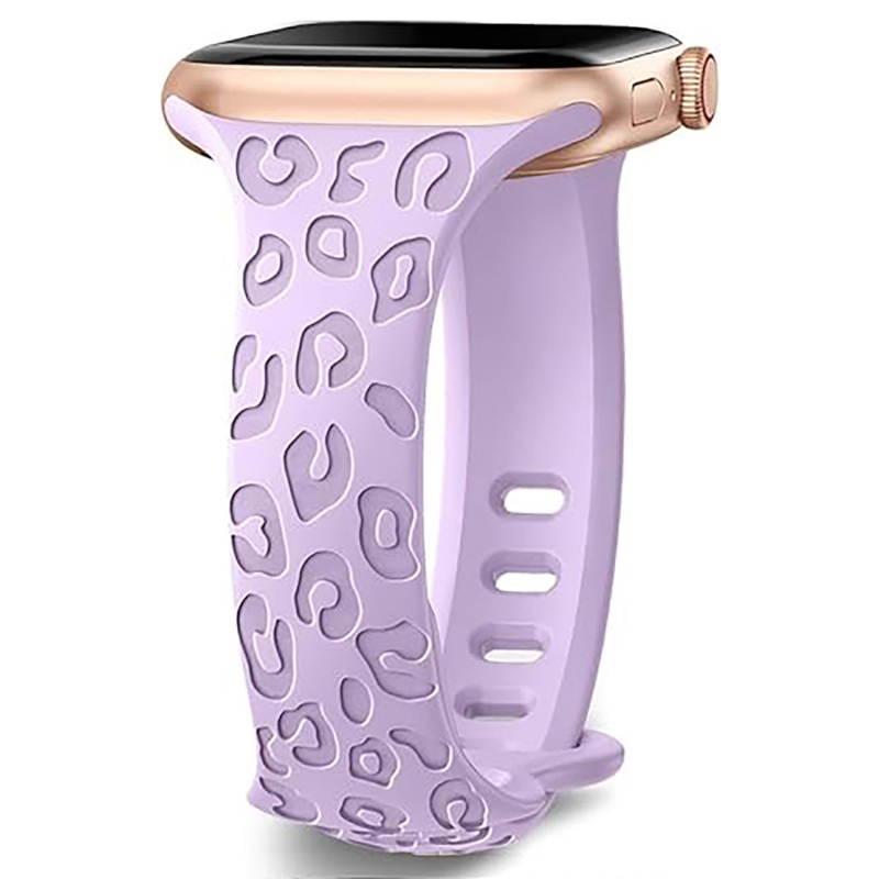 PUBEN силиконова каишка за Apple Watch, съвместима с Series 1–8 и S9, моден стил, леопардов принт