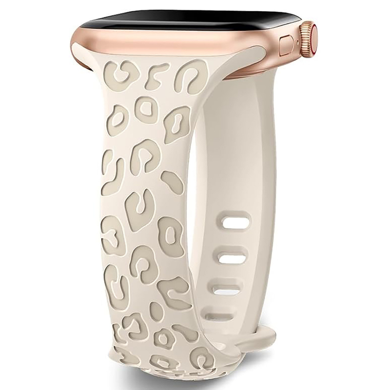 PUBEN силиконова каишка за Apple Watch, съвместима с Series 1–8 и S9, моден стил, леопардов принт