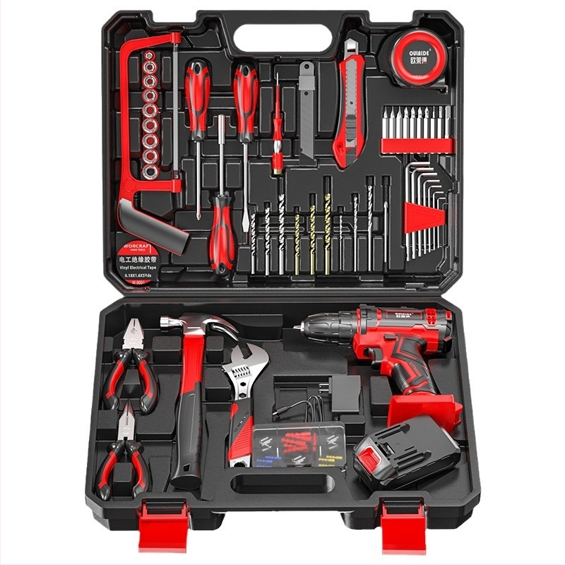 Set cu bormașină electrică – ansamblu multifuncțional pentru reparații casnice, 17 piese, ABS, Olade