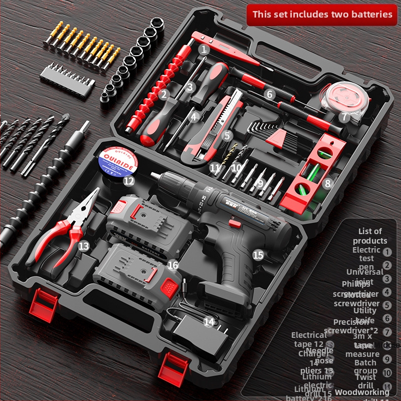 Set cu bormașină electrică – ansamblu multifuncțional pentru reparații casnice, 17 piese, ABS, Olade
