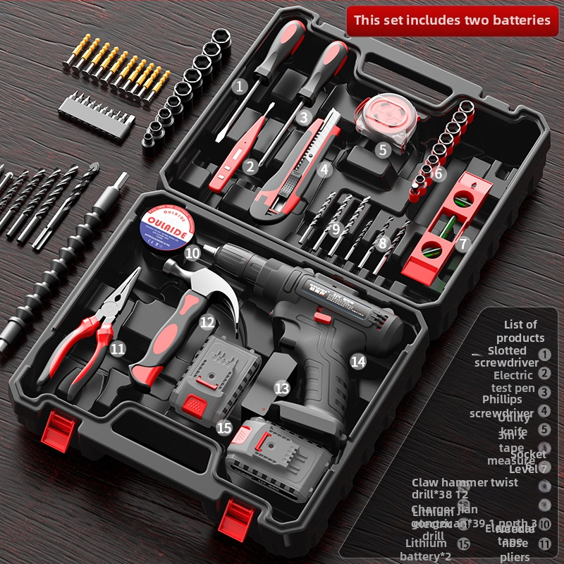 Set cu bormașină electrică – ansamblu multifuncțional pentru reparații casnice, 17 piese, ABS, Olade