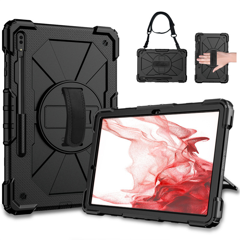 Kućište za tablet Samsung Tab S8 X700 s ručnim remenom i naramenicom, okretni stalak, TPU