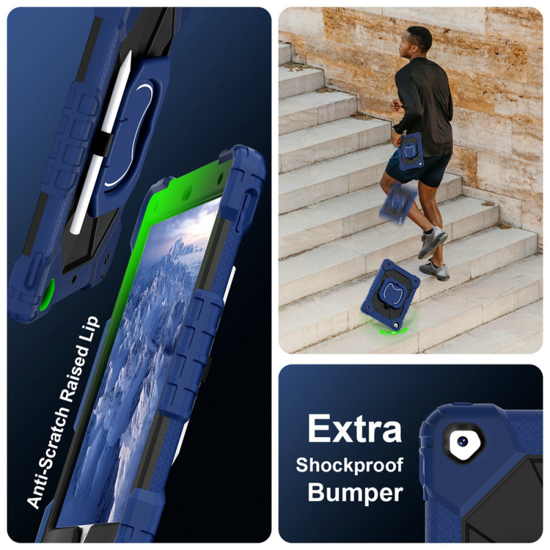 Carcasă de protecție pentru iPad, silicon + PC, antișoc, cu suport, antiuzură, pentru Apple iPad