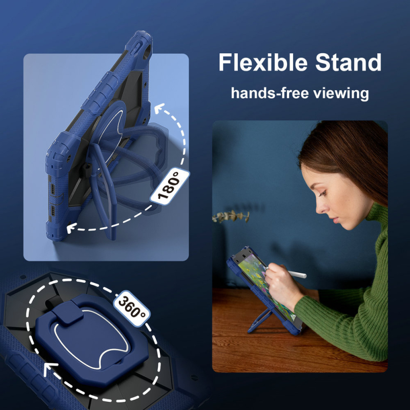 Carcasă de protecție pentru iPad, silicon + PC, antișoc, cu suport, antiuzură, pentru Apple iPad