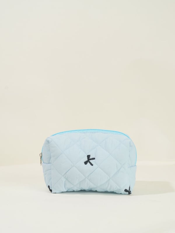 Set de genți: geantă de mână brodată cu funda și kit de genți pentru machiaj/toaletă, capacitate mare, exterior din nylon, căptușeală poliester, model unic, unisex