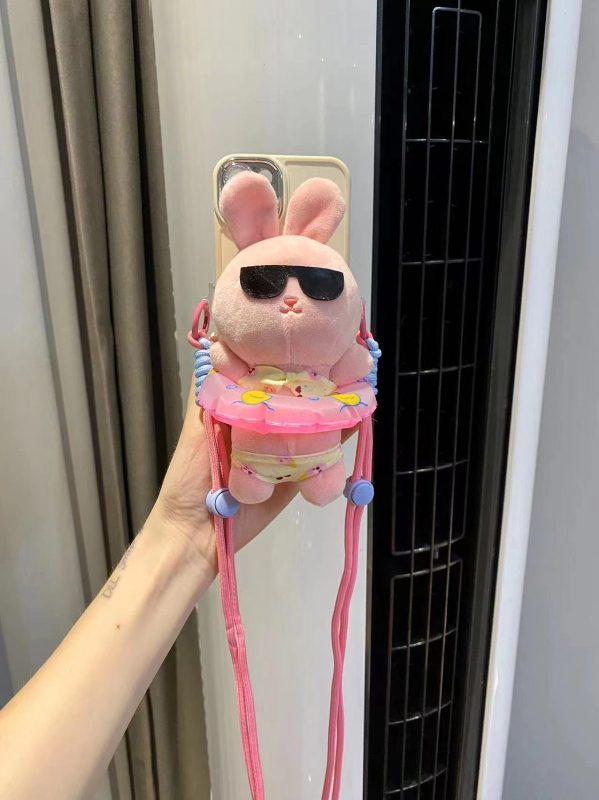 Pandantiv pentru telefon cu figură de pluș, stil feminin, design desene animate, accesoriu decorativ