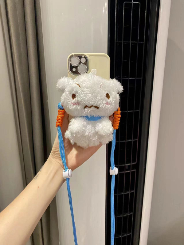 Pandantiv pentru telefon cu figură de pluș, stil feminin, design desene animate, accesoriu decorativ