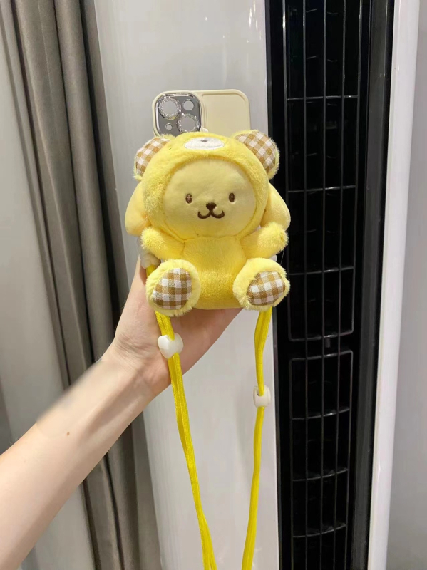 Pandantiv pentru telefon cu figură de pluș, stil feminin, design desene animate, accesoriu decorativ