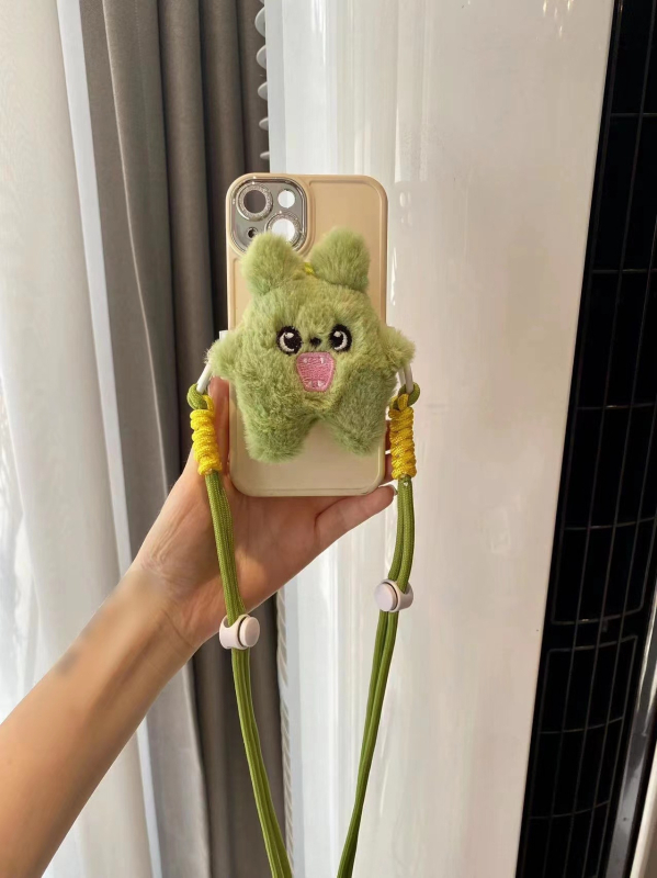 Pandantiv pentru telefon cu figură de pluș, stil feminin, design desene animate, accesoriu decorativ