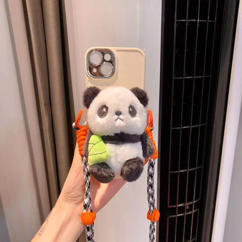 Pandantiv pentru telefon cu figură de pluș, stil feminin, design desene animate, accesoriu decorativ