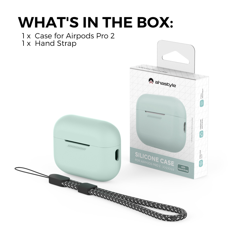 AirPods Pro 2 силиконов еднопластов предпазен калъф с ланярд – релефен дизайн, универсална съвместимост