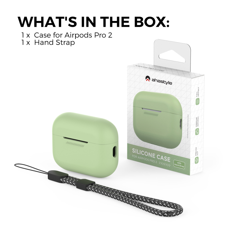 AirPods Pro 2 силиконов еднопластов предпазен калъф с ланярд – релефен дизайн, универсална съвместимост