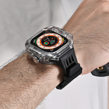 Ochrambeni kućište za Apple Watch s integriranim silikonim kaišem i kopčom tip leptir, kućište od polikarbonata, 20 mm sučelje, kompatibilno s Apple Watch Ultra (1/2)