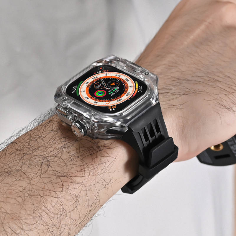 Ochrambeni kućište za Apple Watch s integriranim silikonim kaišem i kopčom tip leptir, kućište od polikarbonata, 20 mm sučelje, kompatibilno s Apple Watch Ultra (1/2)