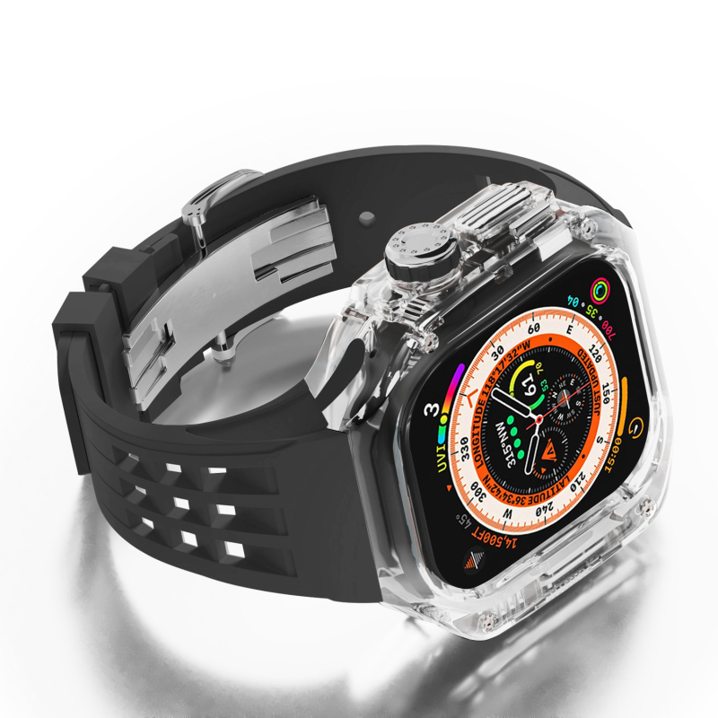 Ochrambeni kućište za Apple Watch s integriranim silikonim kaišem i kopčom tip leptir, kućište od polikarbonata, 20 mm sučelje, kompatibilno s Apple Watch Ultra (1/2)