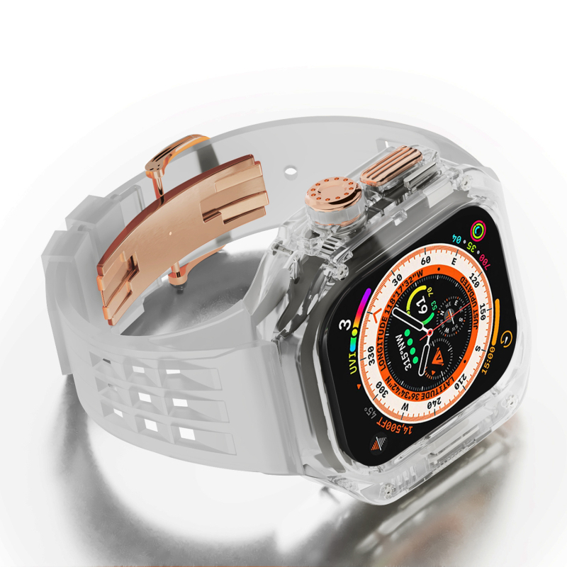 Ochrambeni kućište za Apple Watch s integriranim silikonim kaišem i kopčom tip leptir, kućište od polikarbonata, 20 mm sučelje, kompatibilno s Apple Watch Ultra (1/2)