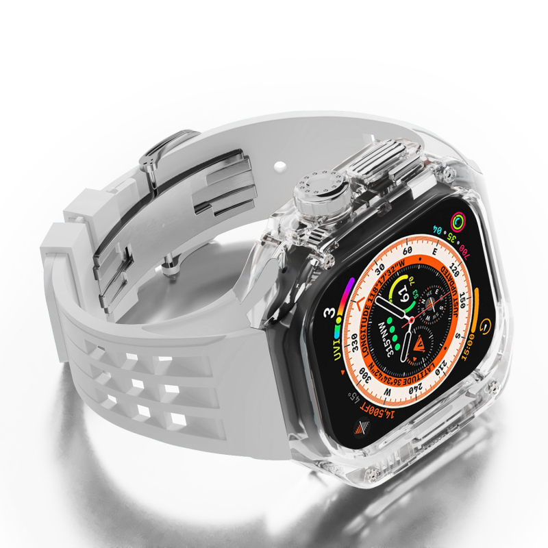Ochrambeni kućište za Apple Watch s integriranim silikonim kaišem i kopčom tip leptir, kućište od polikarbonata, 20 mm sučelje, kompatibilno s Apple Watch Ultra (1/2)
