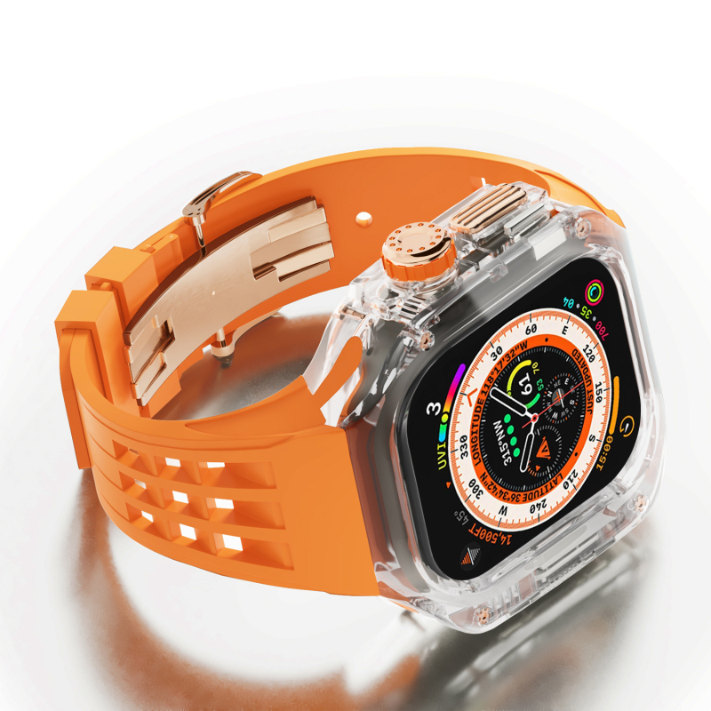 Ochrambeni kućište za Apple Watch s integriranim silikonim kaišem i kopčom tip leptir, kućište od polikarbonata, 20 mm sučelje, kompatibilno s Apple Watch Ultra (1/2)