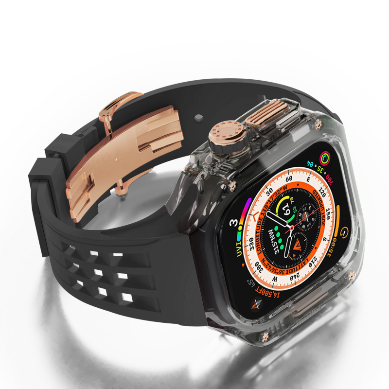 Ochrambeni kućište za Apple Watch s integriranim silikonim kaišem i kopčom tip leptir, kućište od polikarbonata, 20 mm sučelje, kompatibilno s Apple Watch Ultra (1/2)