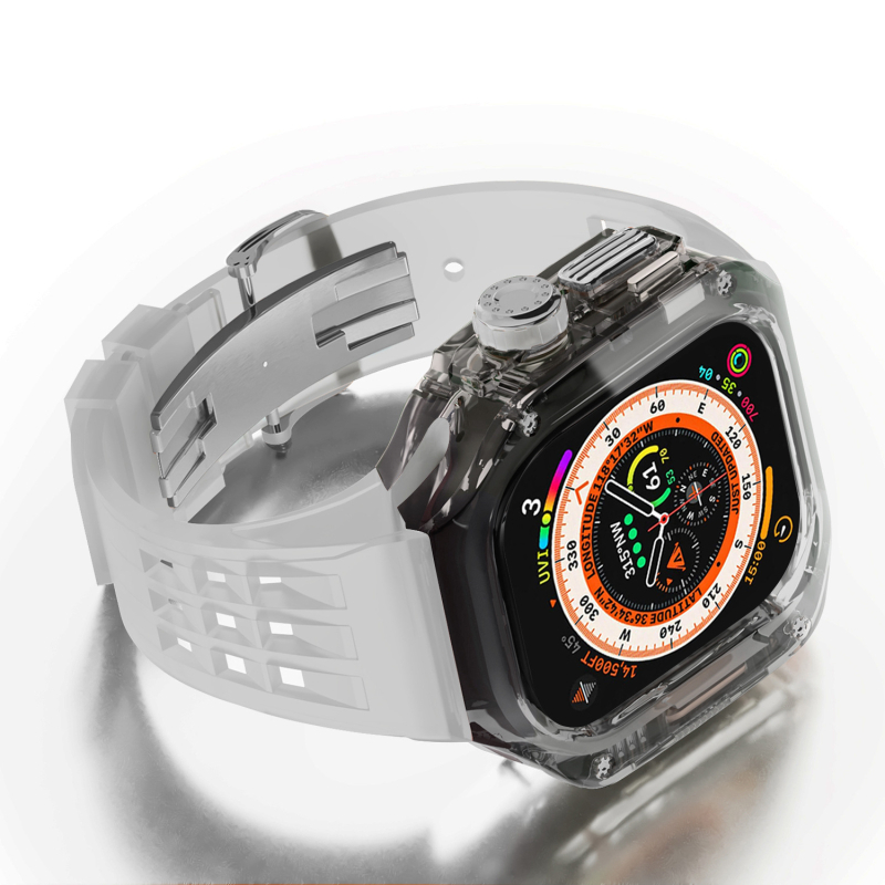 Ochrambeni kućište za Apple Watch s integriranim silikonim kaišem i kopčom tip leptir, kućište od polikarbonata, 20 mm sučelje, kompatibilno s Apple Watch Ultra (1/2)