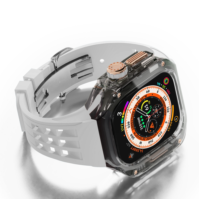 Ochrambeni kućište za Apple Watch s integriranim silikonim kaišem i kopčom tip leptir, kućište od polikarbonata, 20 mm sučelje, kompatibilno s Apple Watch Ultra (1/2)