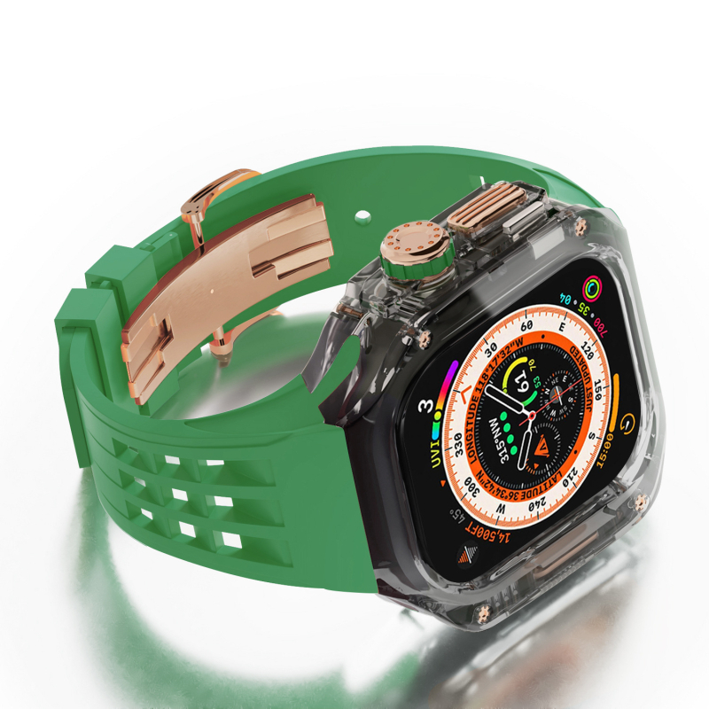 Ochrambeni kućište za Apple Watch s integriranim silikonim kaišem i kopčom tip leptir, kućište od polikarbonata, 20 mm sučelje, kompatibilno s Apple Watch Ultra (1/2)