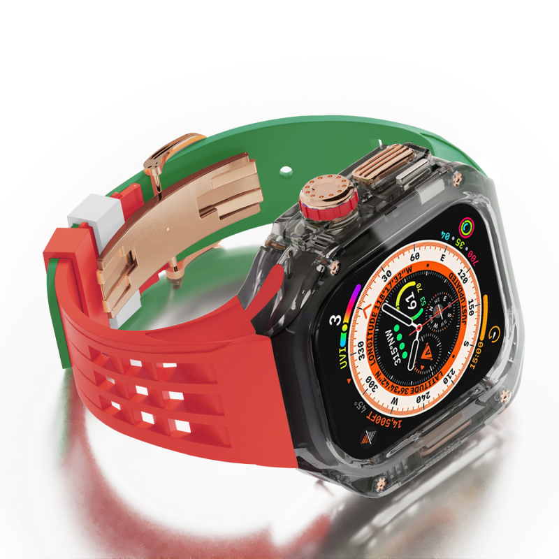 Ochrambeni kućište za Apple Watch s integriranim silikonim kaišem i kopčom tip leptir, kućište od polikarbonata, 20 mm sučelje, kompatibilno s Apple Watch Ultra (1/2)