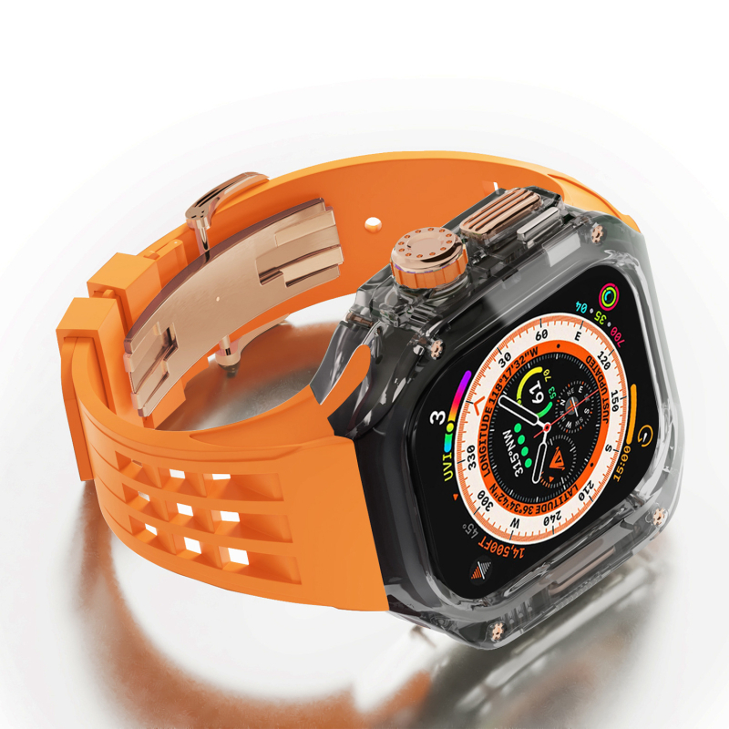 Ochrambeni kućište za Apple Watch s integriranim silikonim kaišem i kopčom tip leptir, kućište od polikarbonata, 20 mm sučelje, kompatibilno s Apple Watch Ultra (1/2)