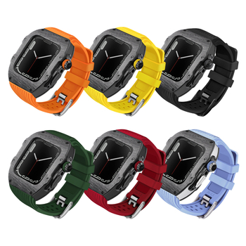 Κέλυφος από ανθρακονήματα για Apple Watch S8 και SE2 – καθολικό; υλικό: ανθρακονήματα; ζώνη: σιλικόνη και φθοριούχο καουτσούκ; συμβατότητα: S8, SE2