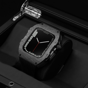 Κέλυφος από ανθρακονήματα για Apple Watch S8 και SE2 – καθολικό; υλικό: ανθρακονήματα; ζώνη: σιλικόνη και φθοριούχο καουτσούκ; συμβατότητα: S8, SE2