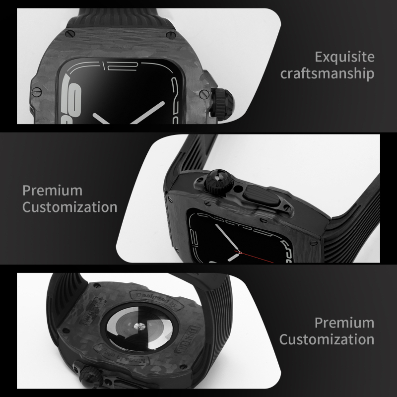 Κέλυφος από ανθρακονήματα για Apple Watch S8 και SE2 – καθολικό; υλικό: ανθρακονήματα; ζώνη: σιλικόνη και φθοριούχο καουτσούκ; συμβατότητα: S8, SE2