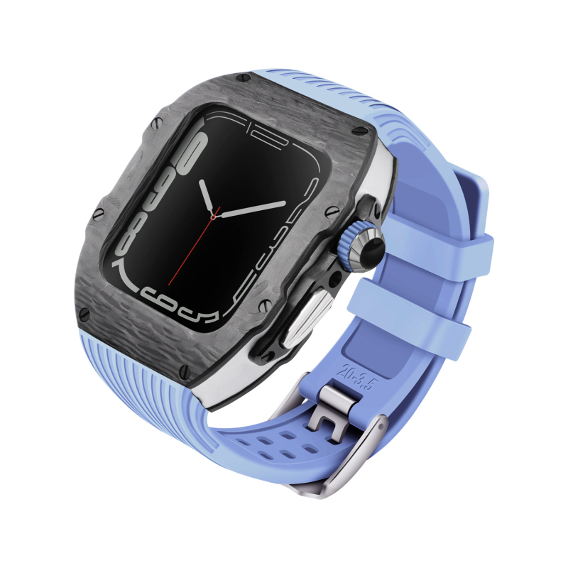 Κέλυφος από ανθρακονήματα για Apple Watch S8 και SE2 – καθολικό; υλικό: ανθρακονήματα; ζώνη: σιλικόνη και φθοριούχο καουτσούκ; συμβατότητα: S8, SE2