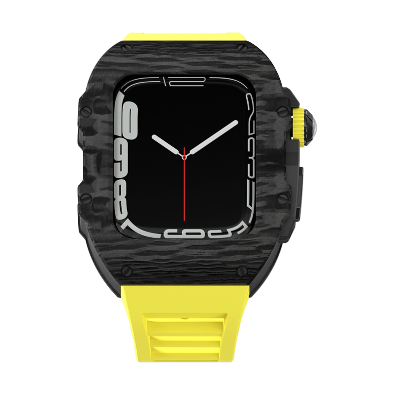 Κέλυφος από ανθρακονήματα για Apple Watch S8 και SE2 – καθολικό; υλικό: ανθρακονήματα; ζώνη: σιλικόνη και φθοριούχο καουτσούκ; συμβατότητα: S8, SE2