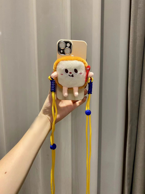 Pandantiv pentru telefon din pluș – stil desen animat, accesoriu decorativ (Material: pluș; Proces: serigrafie; Funcție: decorare; Tip: pandantiv pentru telefon; Personalizare: Da)