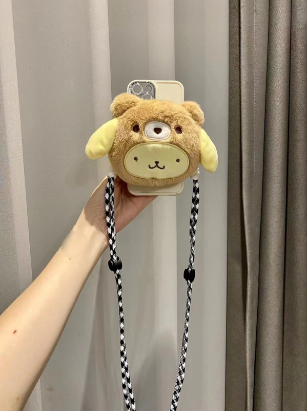 Pandantiv pentru telefon din pluș – stil desen animat, accesoriu decorativ (Material: pluș; Proces: serigrafie; Funcție: decorare; Tip: pandantiv pentru telefon; Personalizare: Da)