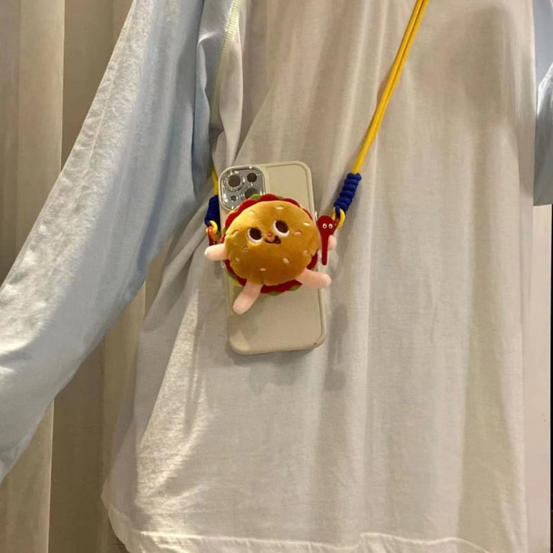 Pandantiv pentru telefon din pluș – stil desen animat, accesoriu decorativ (Material: pluș; Proces: serigrafie; Funcție: decorare; Tip: pandantiv pentru telefon; Personalizare: Da)