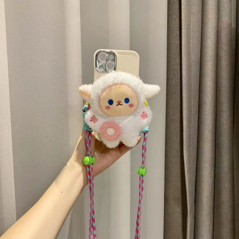 Pandantiv pentru telefon din pluș – stil desen animat, accesoriu decorativ (Material: pluș; Proces: serigrafie; Funcție: decorare; Tip: pandantiv pentru telefon; Personalizare: Da)