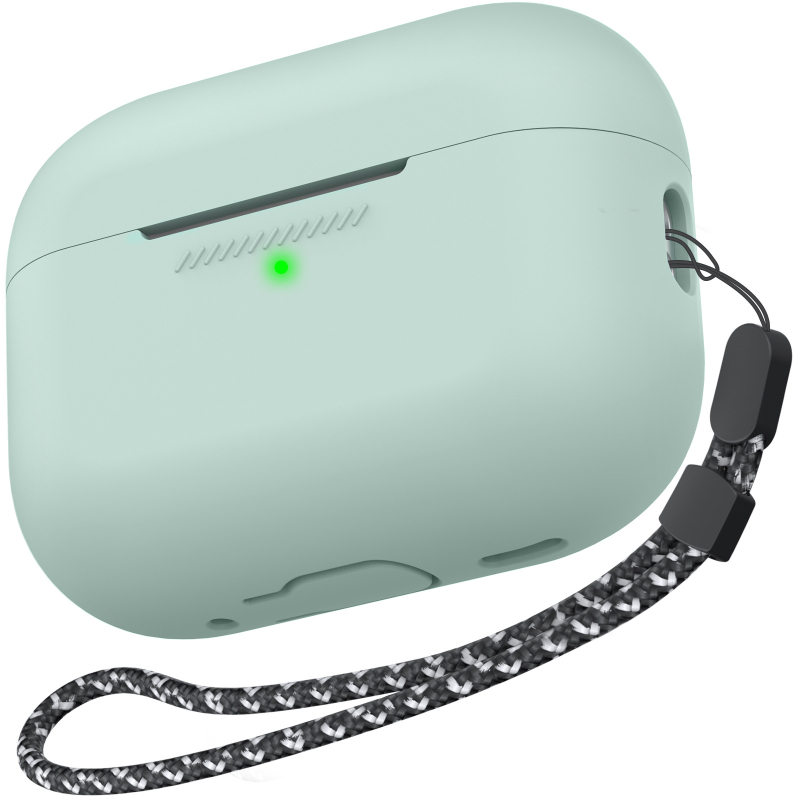 Силиконов защитен калъф за AirPods Pro 2 с каишка за окачване; мек корпус, релефен дизайн, възможност за персонализиране