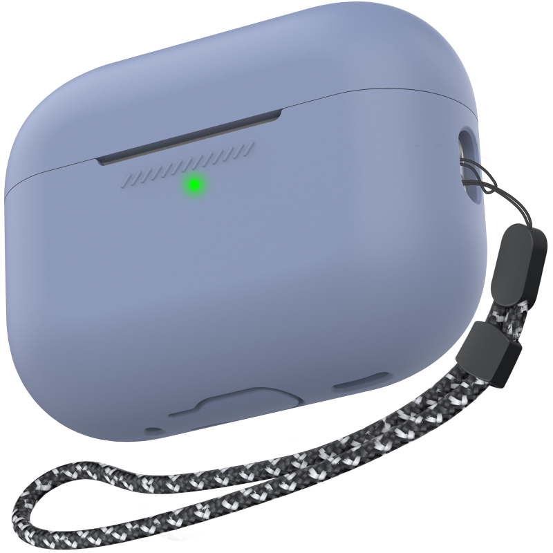 Силиконов защитен калъф за AirPods Pro 2 с каишка за окачване; мек корпус, релефен дизайн, възможност за персонализиране