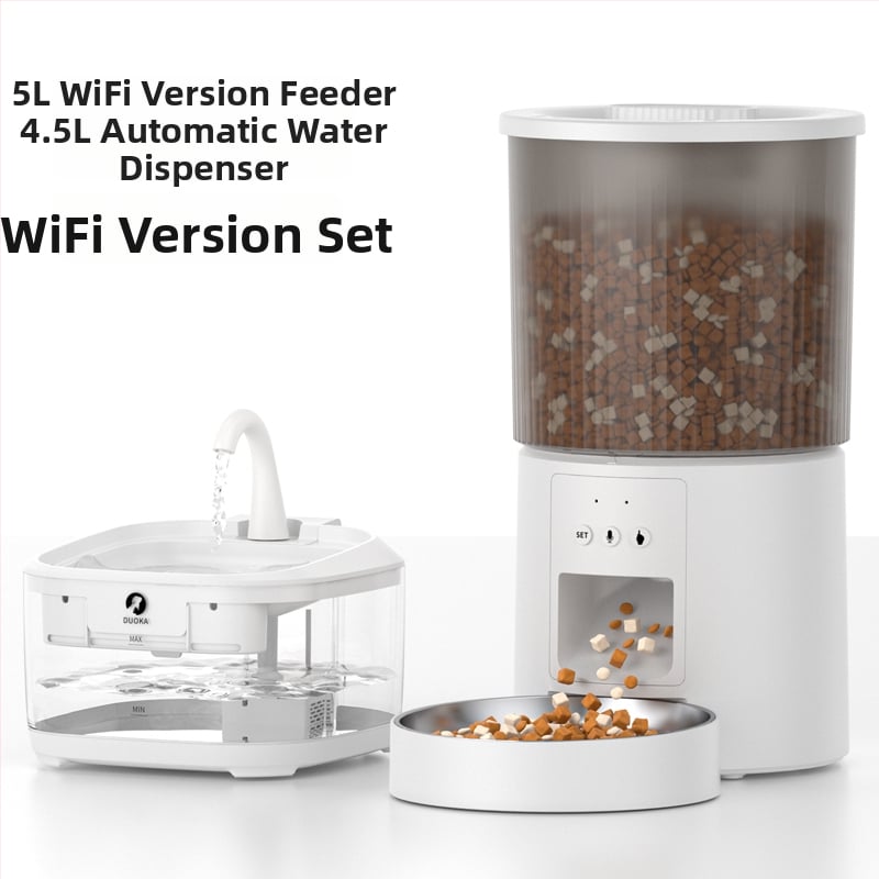 Автоматична хранилка за котки и кучета с таймер и дозиране, визуален дисплей, всичко‑в‑едно – храна и вода