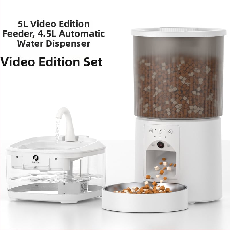 Автоматична хранилка за котки и кучета с таймер и дозиране, визуален дисплей, всичко‑в‑едно – храна и вода