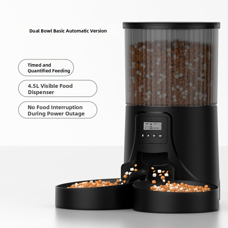 Автоматична хранилка за котки и кучета с таймер и дозиране, визуален дисплей, всичко‑в‑едно – храна и вода