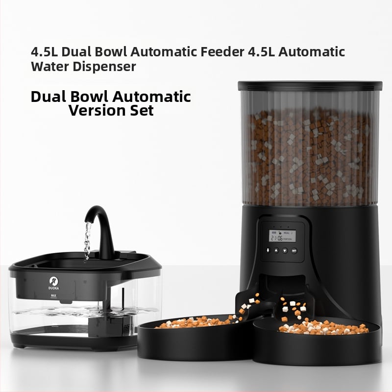 Автоматична хранилка за котки и кучета с таймер и дозиране, визуален дисплей, всичко‑в‑едно – храна и вода