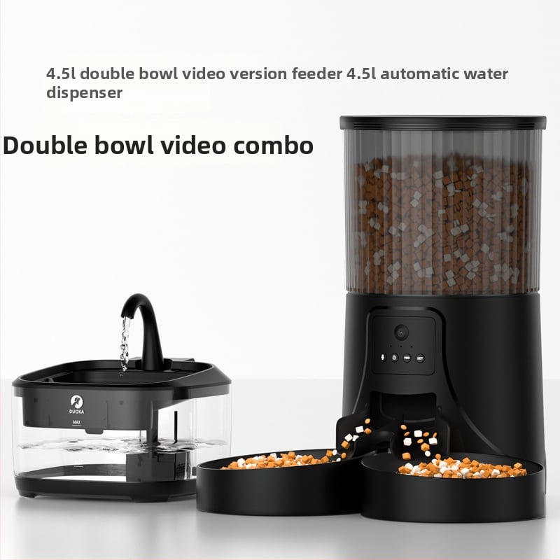 Автоматична хранилка за котки и кучета с таймер и дозиране, визуален дисплей, всичко‑в‑едно – храна и вода