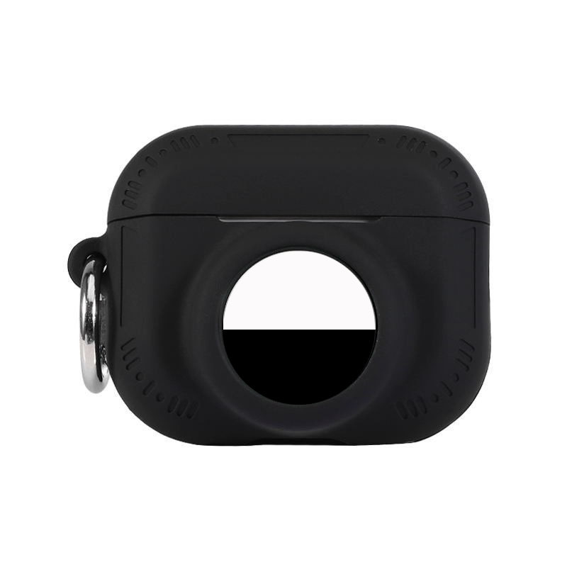 Силиконов предпазен калъф за AirPods Pro 2 със слот за AirTag тракер, предно място за AirTag, мека повърхност при допир