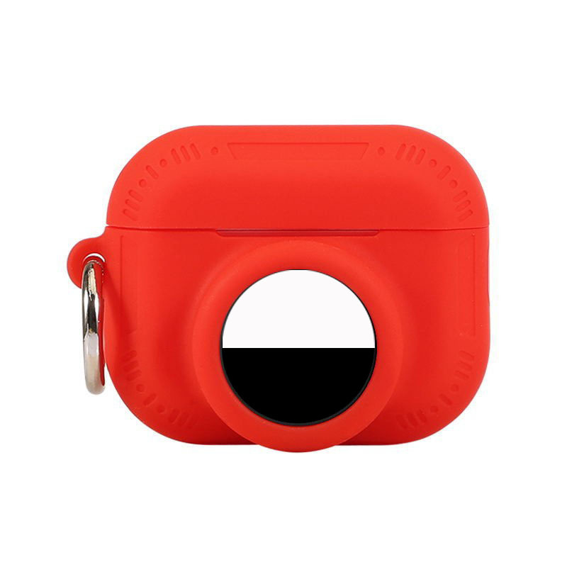 Силиконов предпазен калъф за AirPods Pro 2 със слот за AirTag тракер, предно място за AirTag, мека повърхност при допир