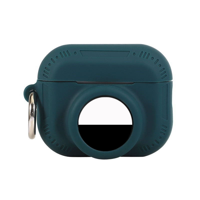 Силиконов предпазен калъф за AirPods Pro 2 със слот за AirTag тракер, предно място за AirTag, мека повърхност при допир